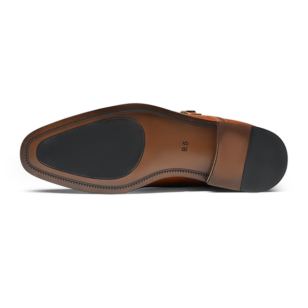 Men's Wide Monk Strap Oxford Shoes - CAMEL - 3